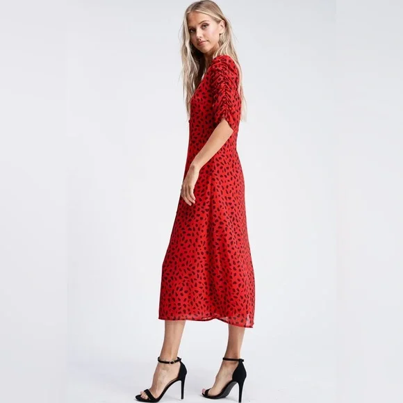 Final ❤️ Emily in Paris En Saison Paris Red Black Polkadot Retro Dress - Picture 3 of 10